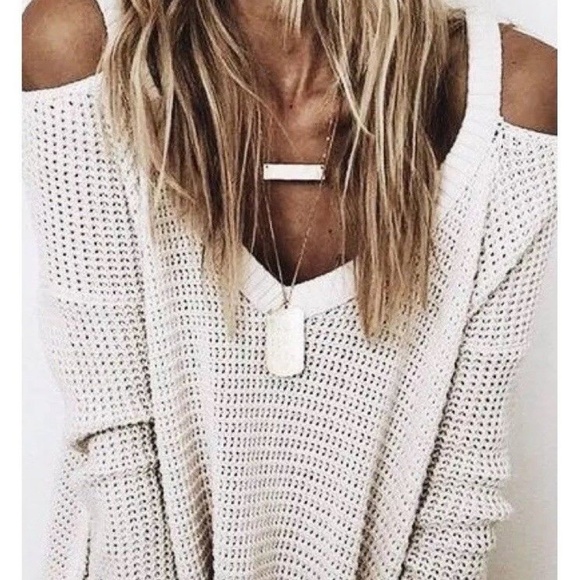 SOLD OUT!! Thermal Henley Cold Shoulder Sweater - Picture 2 of 6